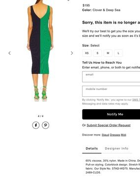 STAUD Green and Navy Ribbed Dress